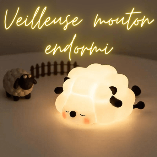 Veilleuse LED Mouton endormi avec lumière chaude et réconfortante, parfaite pour aider les enfants à s'endormir dans un environnement paisible - Pixel Deco