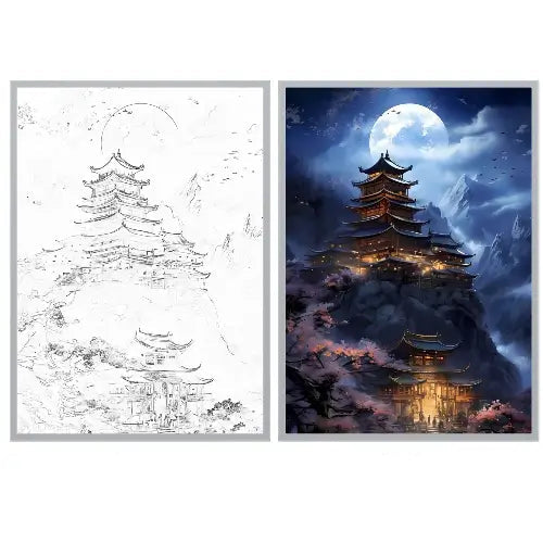 Tableau Lumineux LED Château d'Edo - Pixel - Deco - tableau