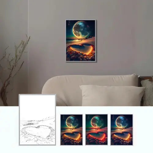 Tableau Lumineux LED Lune de Coeur - Pixel - Deco - tableau