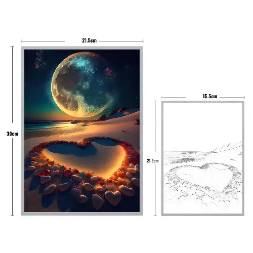 Tableau Lumineux LED Lune de Coeur - Pixel - Deco - tableau