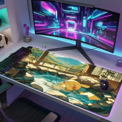 Tapis de souris Pikachu onsen XXL