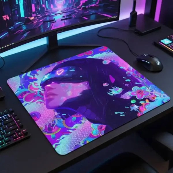 Tapis de souris gaming neon girl | Pixel-Deco