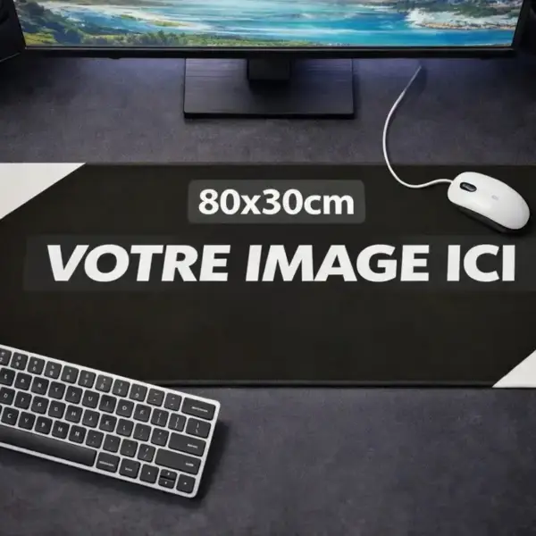 Tapis de souris format 80×30 cm — comparaison de taille