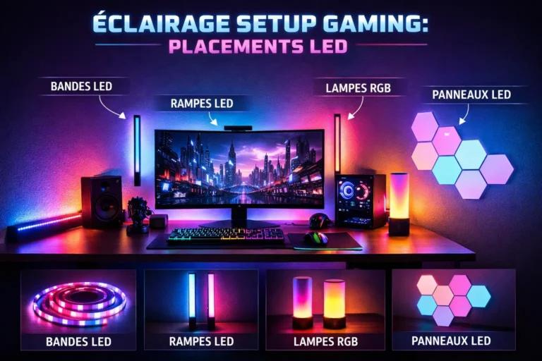 Éclairage setup gaming placements LED